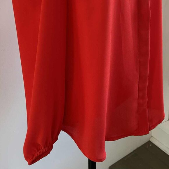Joseph Ribkoff Vibrant Red Chiffon Cold-Shoulder V-Neck Blouse – US 4 - Picture 2 of 11